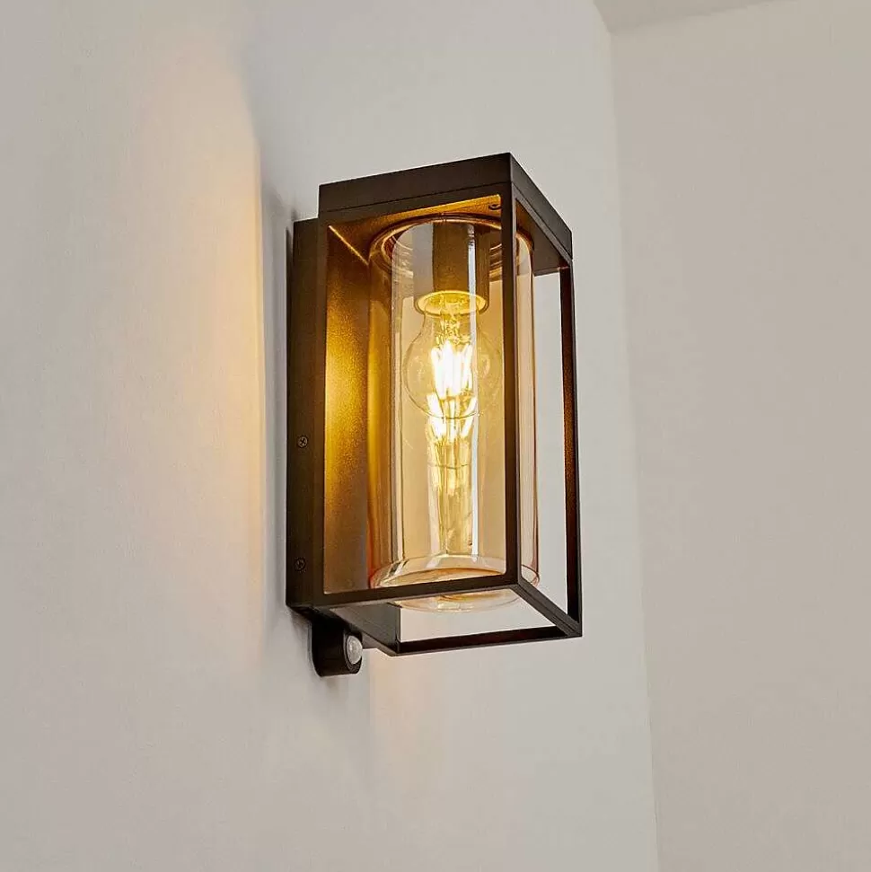 hofstein Lampes Solaires>Applique Murale D'Exterieur Palanga Led Noir, 1 Lumiere, Detecteur De Mouvement