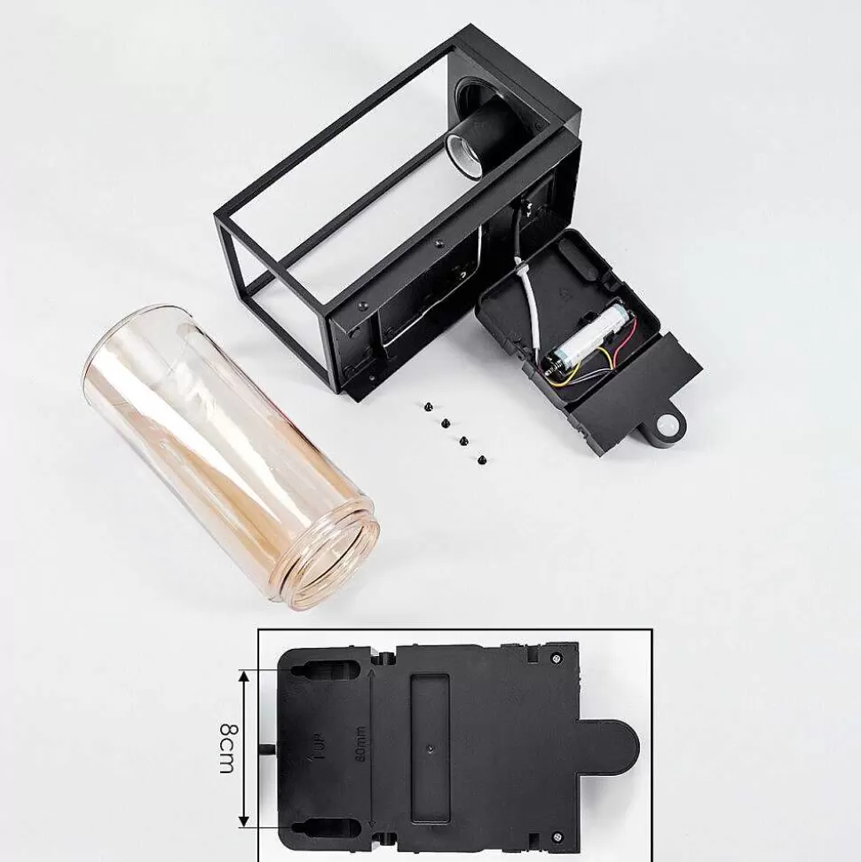 hofstein Lampes Solaires>Applique Murale D'Exterieur Palanga Led Noir, 1 Lumiere, Detecteur De Mouvement