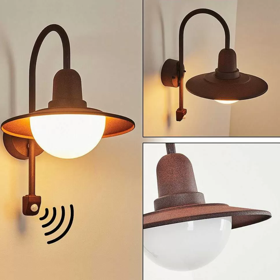 hofstein Lampes Extérieures Avec Detecteur>Applique Murale D'Exterieur Pohei Rouille, 1 Lumiere, Detecteur De Mouvement