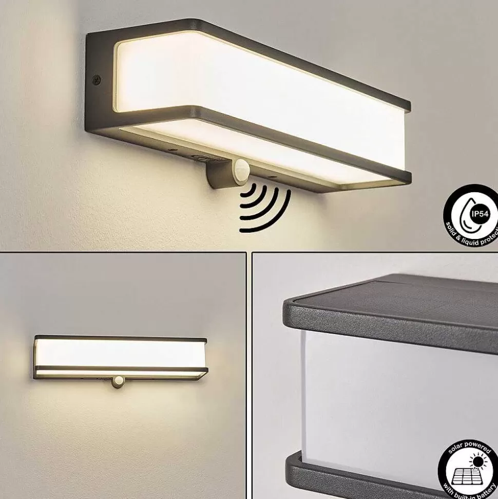 hofstein Lampes Extérieures Avec Detecteur>Applique Solaire Burseryd Led Anthracite, 1 Lumiere, Detecteur De Mouvement
