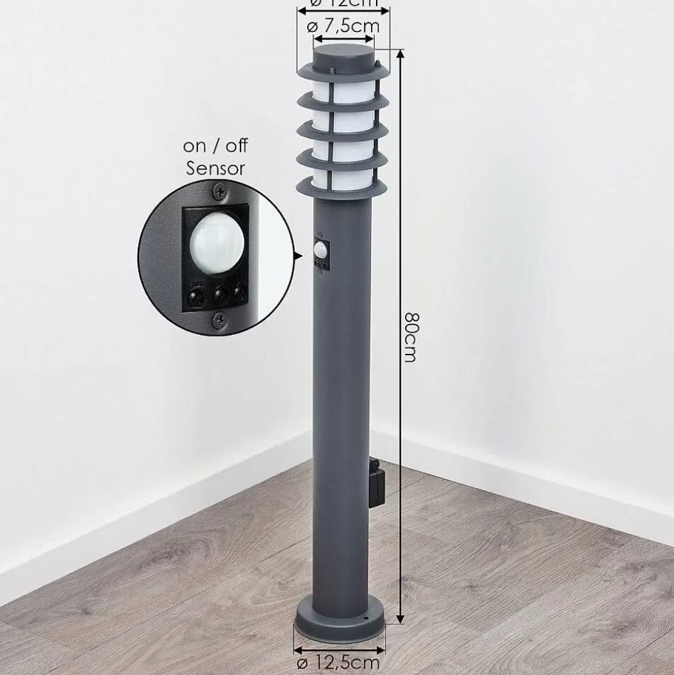 hofstein Lampes Extérieures Avec Detecteur>Borne Lumineuse Caserta Anthracite, 1 Lumiere, Detecteur De Mouvement