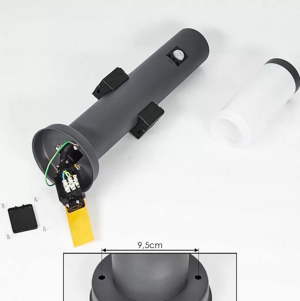 hofstein Luminaires Extérieurs Avec Prise>Borne Lumineuse Gaborone Anthracite, 1 Lumiere, Detecteur De Mouvement