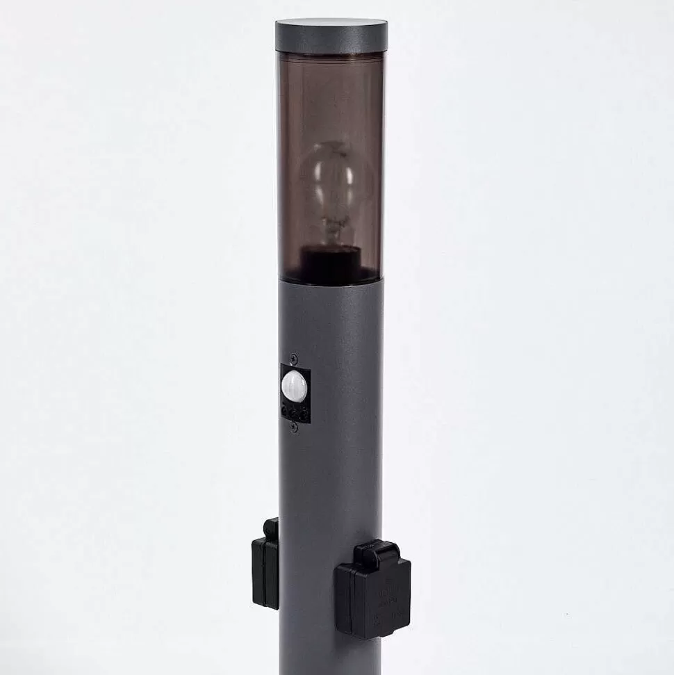 hofstein Luminaires Extérieurs Avec Prise>Borne Lumineuse Gaborone Anthracite, 1 Lumiere, Detecteur De Mouvement