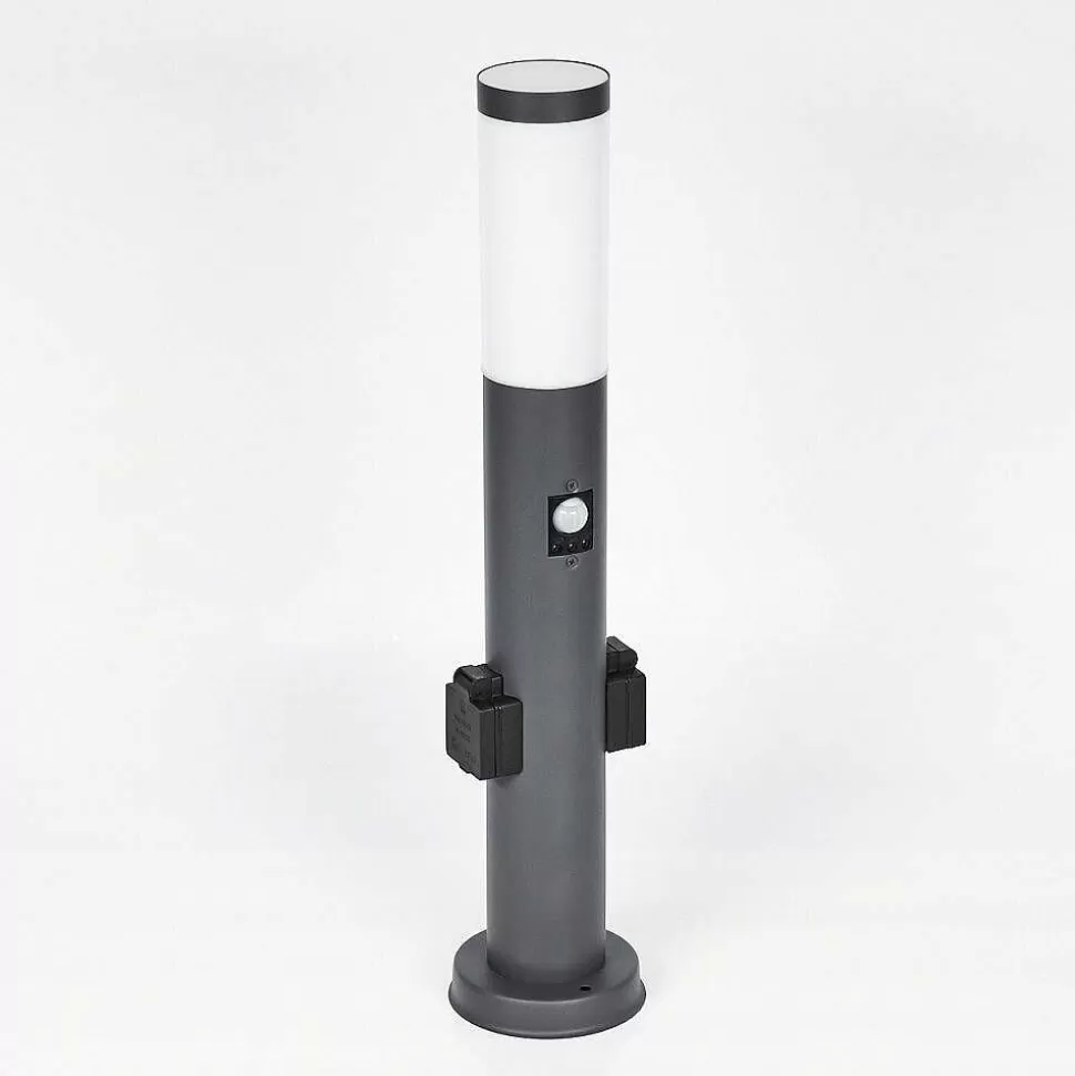 hofstein Luminaires Extérieurs Avec Prise>Borne Lumineuse Gaborone Anthracite, 1 Lumiere, Detecteur De Mouvement