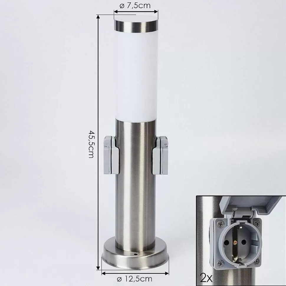 hofstein Luminaires Extérieurs Avec Prise>Borne Lumineuse Sessa Nickel Mat, 1 Lumiere