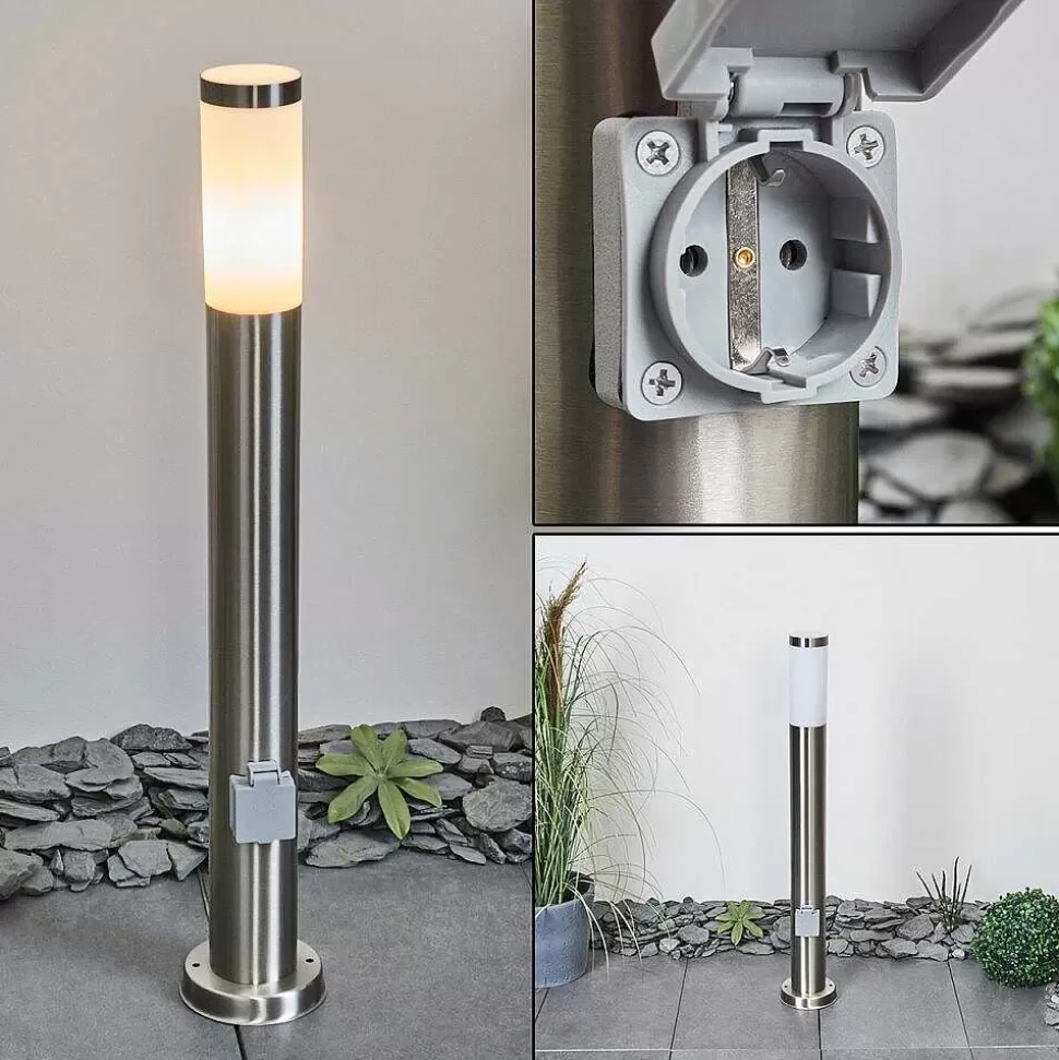 hofstein Luminaires Extérieurs Avec Prise>Borne Lumineuse Sessa Nickel Mat, 1 Lumiere