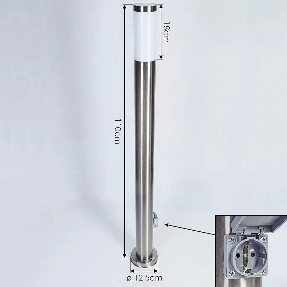 hofstein Luminaires Extérieurs Avec Prise>Borne Lumineuse Sessa Nickel Mat, 1 Lumiere