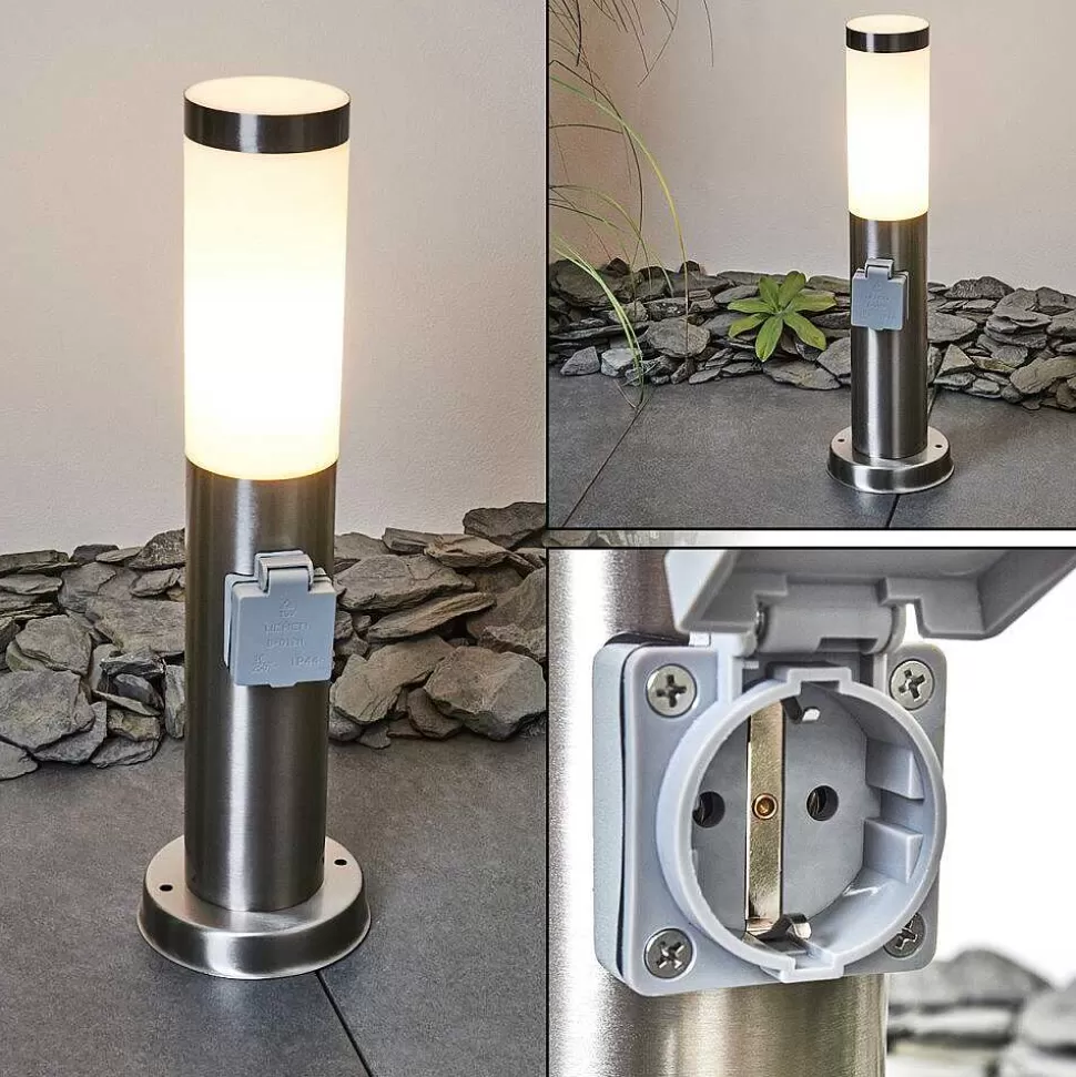 hofstein Luminaires Extérieurs Avec Prise>Borne Lumineuse Sessa Nickel Mat, 1 Lumiere