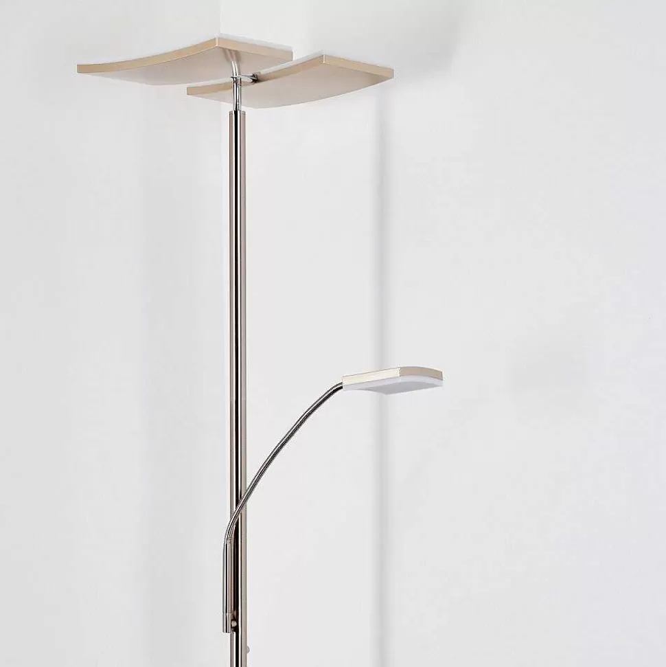hofstein Lampadaires Et Lampadaires A Vasque>Lampadaire A Vasque Thyolo Led Acier Brosse, 2 Lumieres