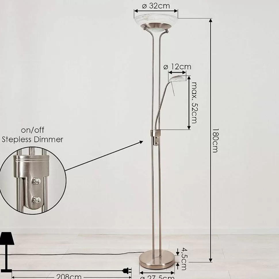 hofstein Lampadaires Et Lampadaires A Vasque>Lampadaire Biot Led Nickel Mat, 2 Lumieres