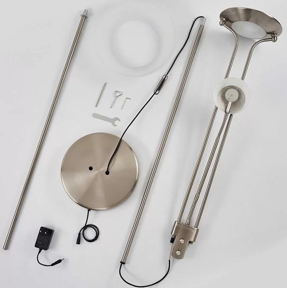 hofstein Lampadaires Et Lampadaires A Vasque>Lampadaire Biot Led Nickel Mat, 2 Lumieres