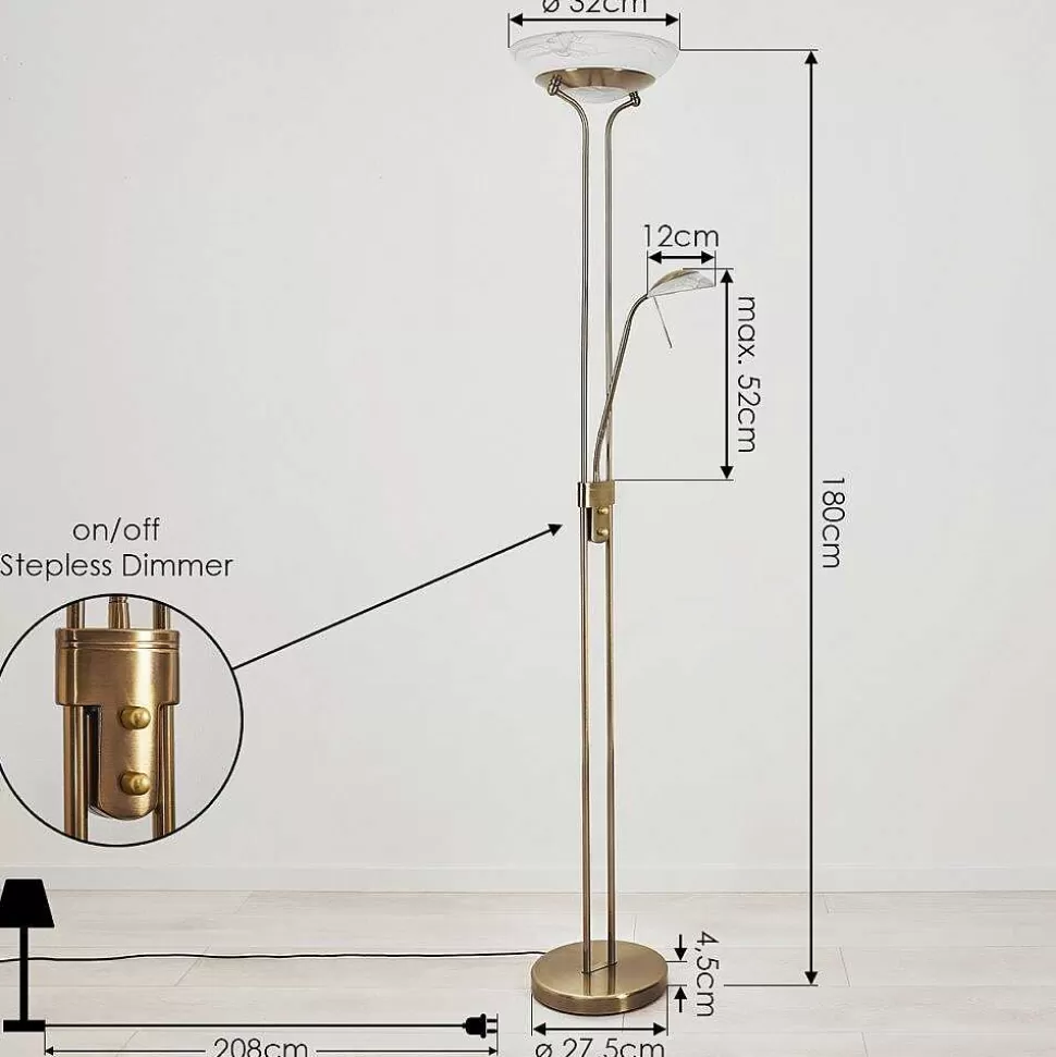 hofstein Lampadaires Et Lampadaires A Vasque>Lampadaire Biot Led Vieux Laiton, 2 Lumieres