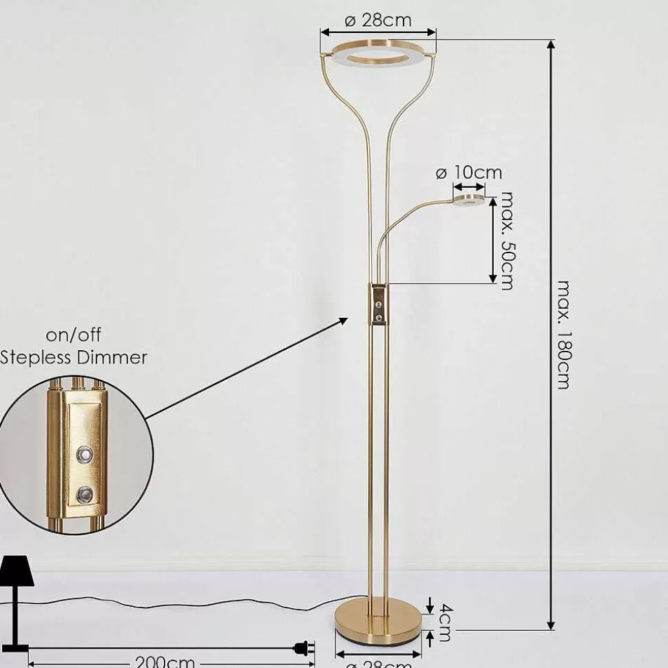 hofstein Lampadaires Et Lampadaires A Vasque>Lampadaire Donna Led Laiton, 2 Lumieres