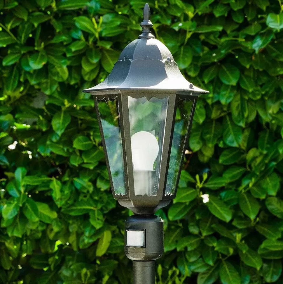 hofstein Lampes Extérieures Avec Detecteur>Lampadaire Exterieur Bristol Noir, 1 Lumiere, Detecteur De Mouvement