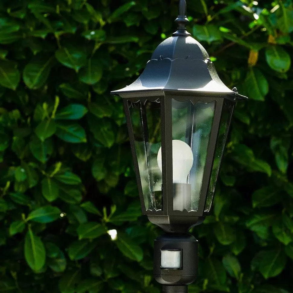 hofstein Lampes Extérieures Avec Detecteur>Lampadaire Exterieur Bristol Noir, 1 Lumiere, Detecteur De Mouvement