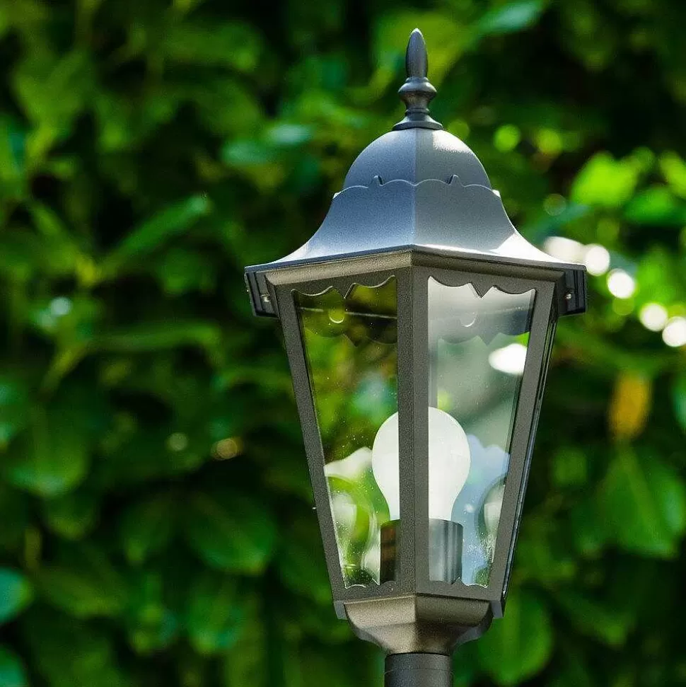 hofstein Balises Lumineuses>Lampadaire Exterieur Bristol Noir, Transparent, 1 Lumiere