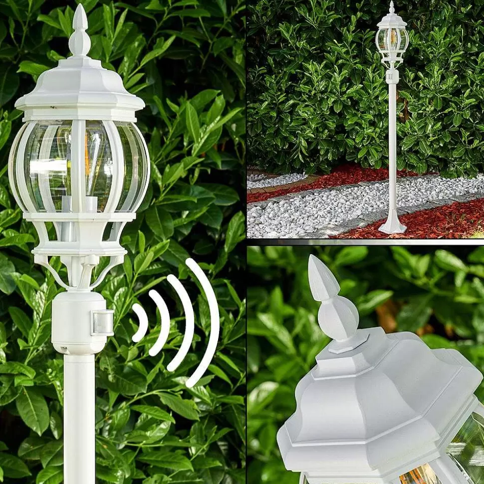 hofstein Lampes Extérieures Avec Detecteur>Lampadaire Exterieur Lentua Blanc, 1 Lumiere, Detecteur De Mouvement