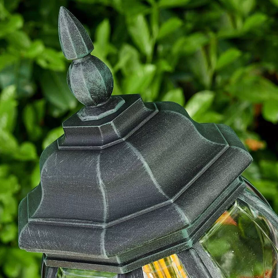 hofstein Lampes Extérieures Avec Detecteur>Lampadaire Exterieur Lentua Vert, Noir, 1 Lumiere, Detecteur De Mouvement
