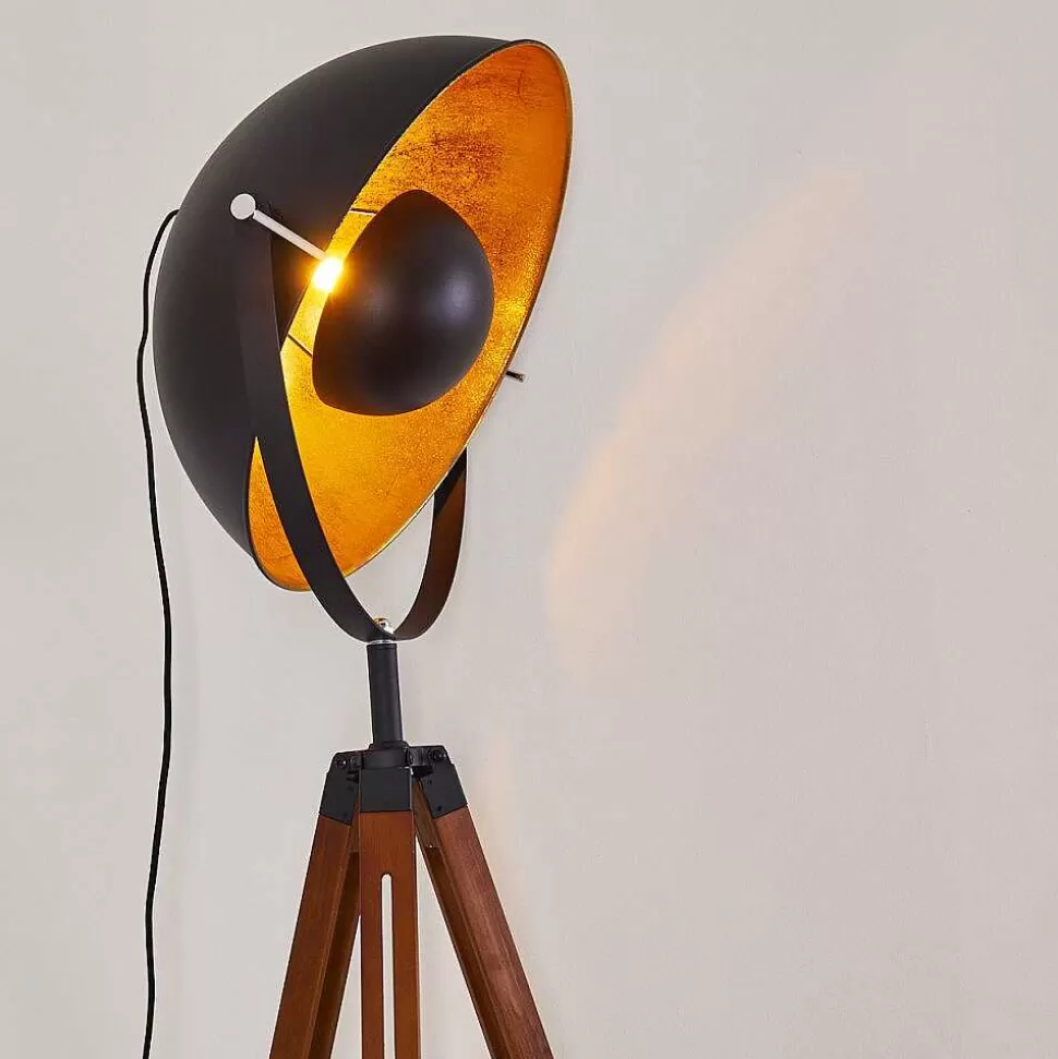 hofstein Lampadaires Et Lampadaires A Vasque>Lampadaire Jupiter Brun, Bois Fonce, Noir, 1 Lumiere