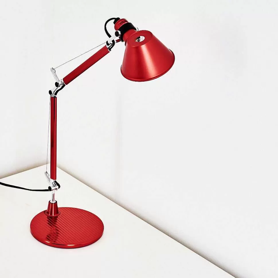 Luminaires Artemide Lampes Designers>Lampe A Poser Artemide Tolomeo Micro Rouge, 1 Lumiere