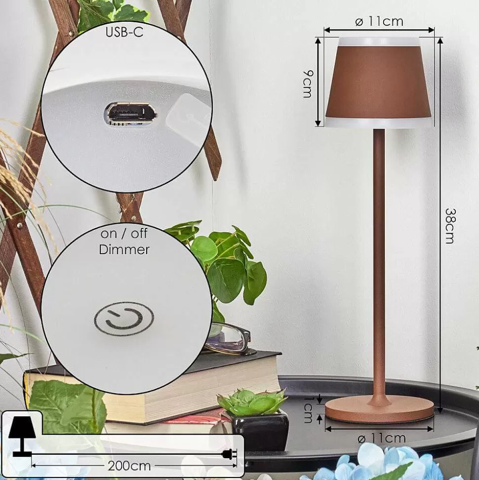 hofstein Lampes Rechargeables Et Lampes À Piles>Lampe A Poser Walt Led Rouille, 1 Lumiere