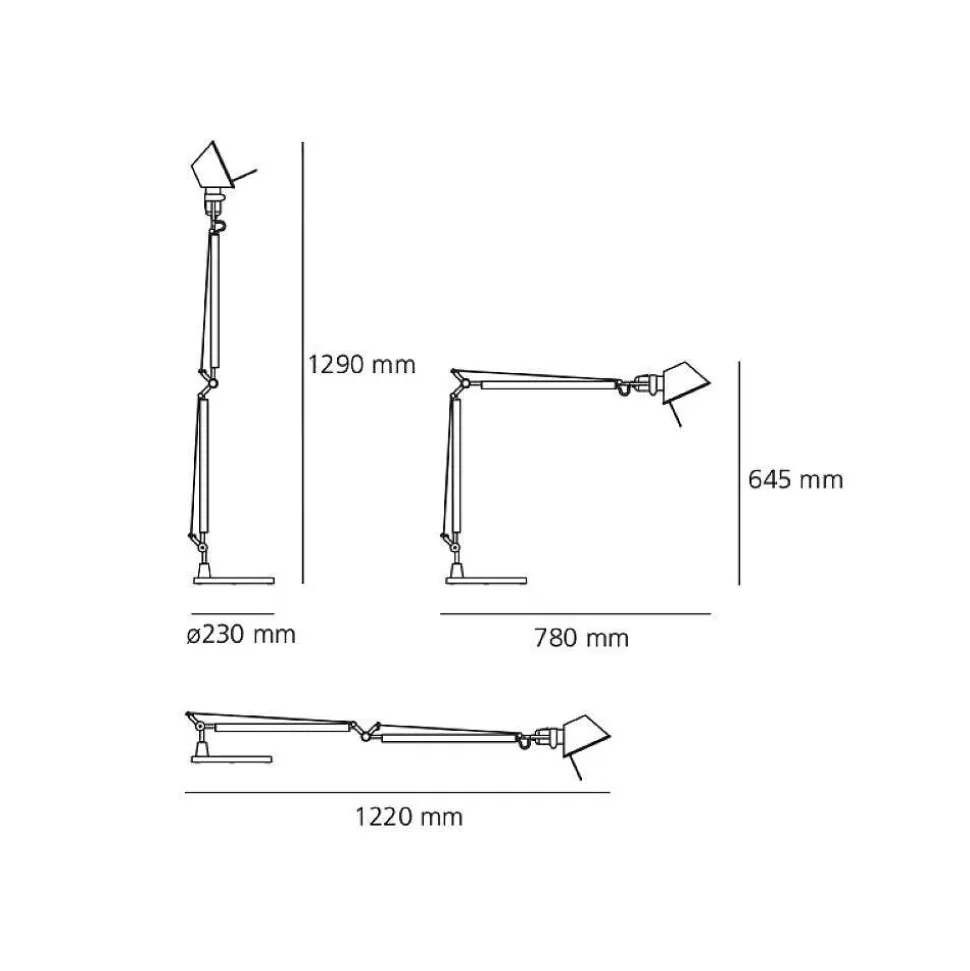 Luminaires Artemide Lampes Designers>Lampe De Table Artemide Tolomeo Aluminium, 1 Lumiere