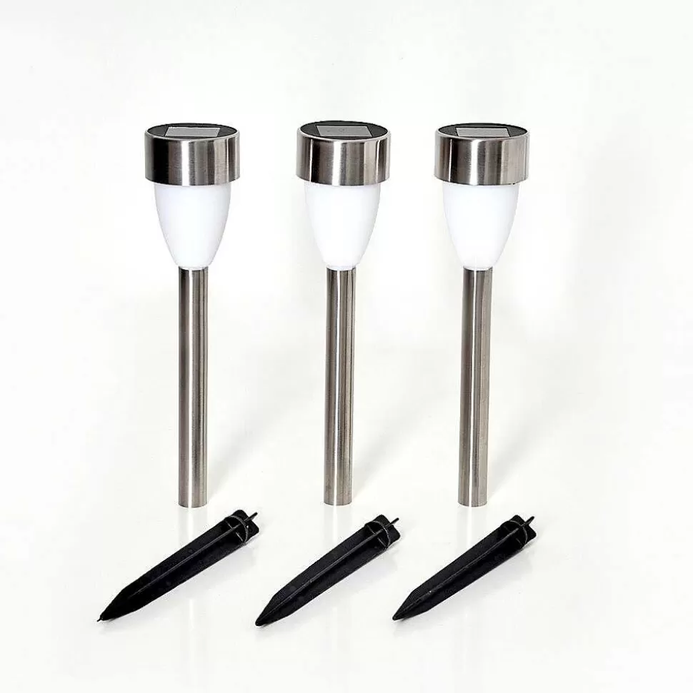 hofstein Lampes Solaires>Lampe Solaire Gorizia Led Acier Inoxydable, 3 Lumieres