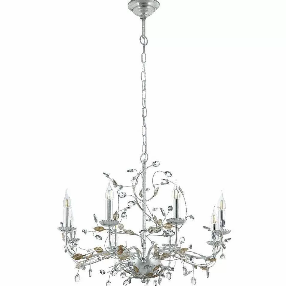 Luminaires Eglo Luminaires Antiques>Lampe Suspension Eglo Flitwick 1 Argente, 8 Lumieres