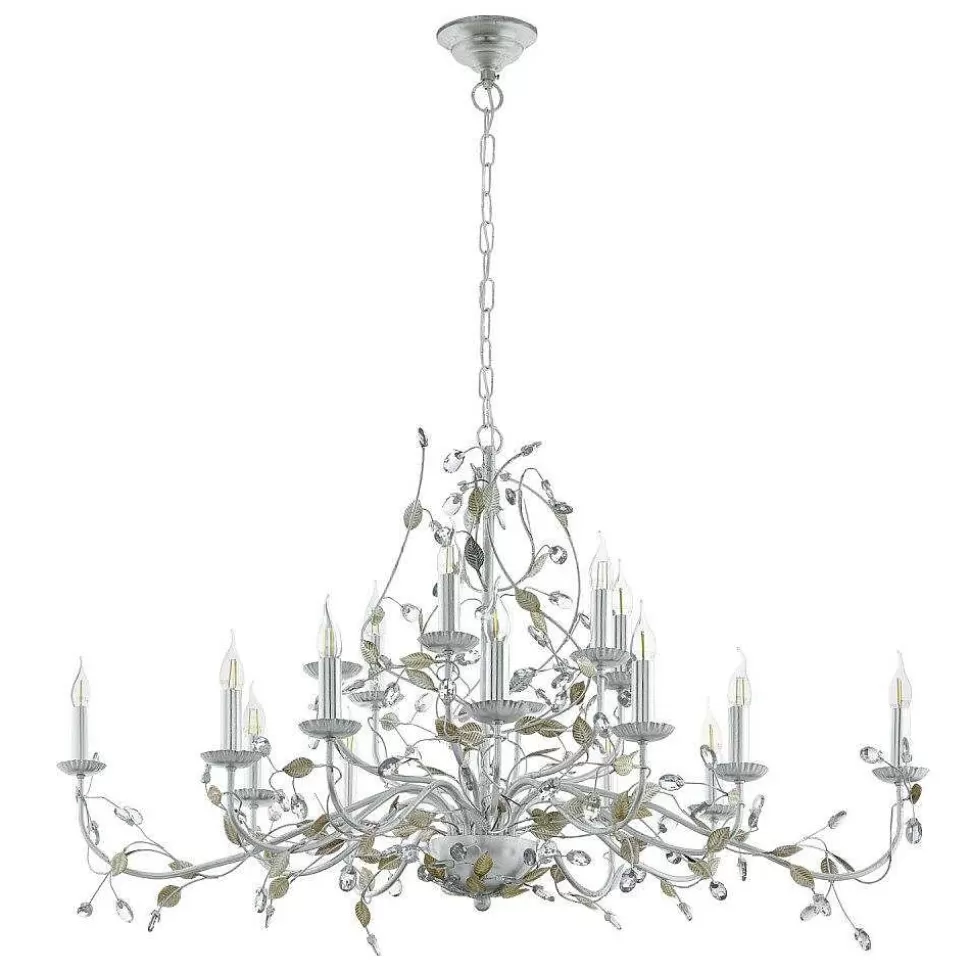 Luminaires Eglo Luminaires Antiques>Lampe Suspension Eglo Flitwick 1 Argente, 15 Lumieres