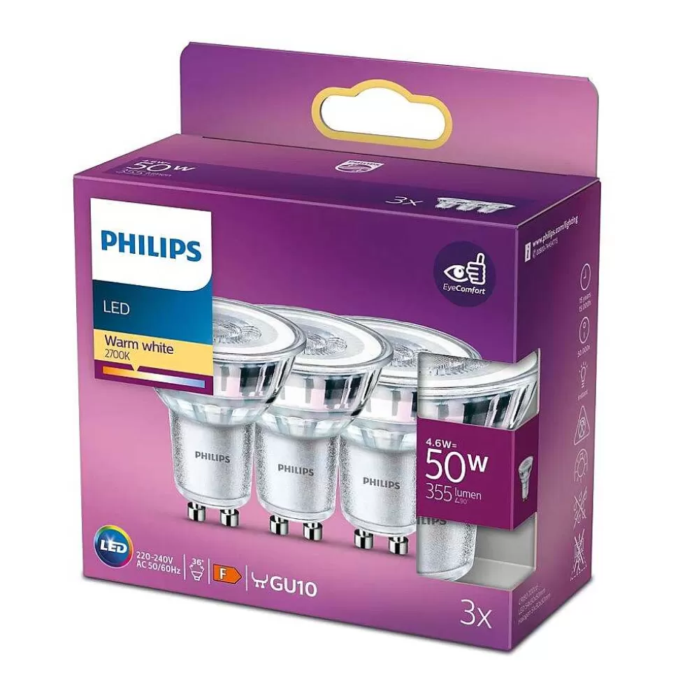 Luminaires Philips Ampoules Gu10>Led 3Er Pack Gu10 50 Watt 2700 Kelvin 355 Lumen Philips