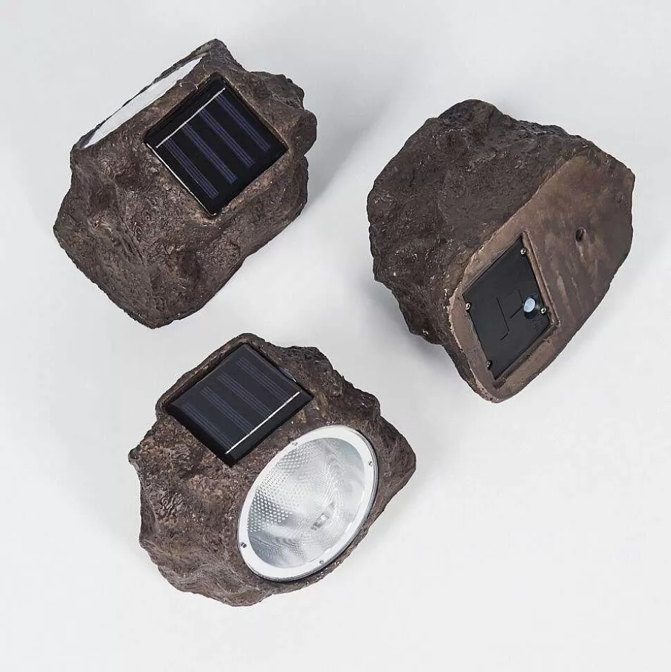 hofstein Lampes Solaires>Lot De 3 Lampes Solaires Sameo Led Brun, 4 Lumieres