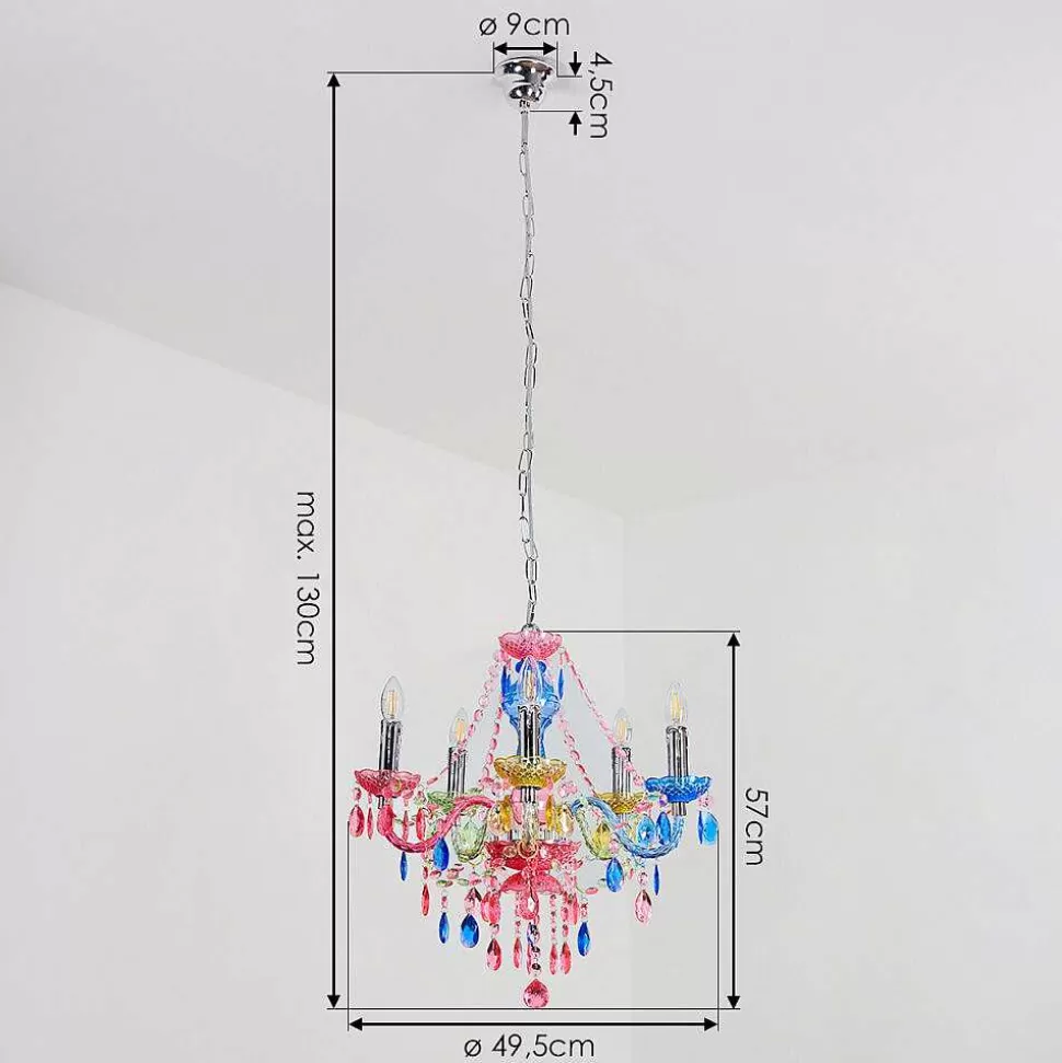 hofstein Lustres>Lustre Malmback Multicolore, Chrome, 5 Lumieres