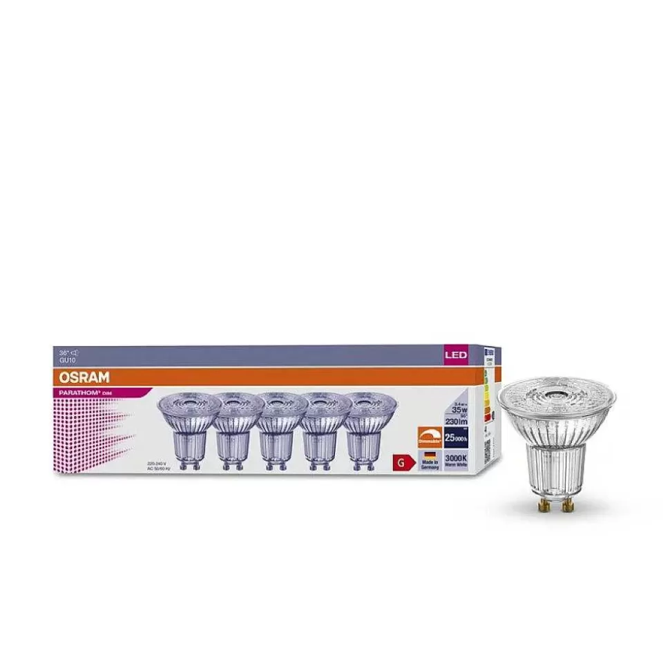 Luminaires Osram Ampoules Gu10>Osram Lot De 5 Led Gu10 3,4 Watts 3000 Kelvin 230 Lumens
