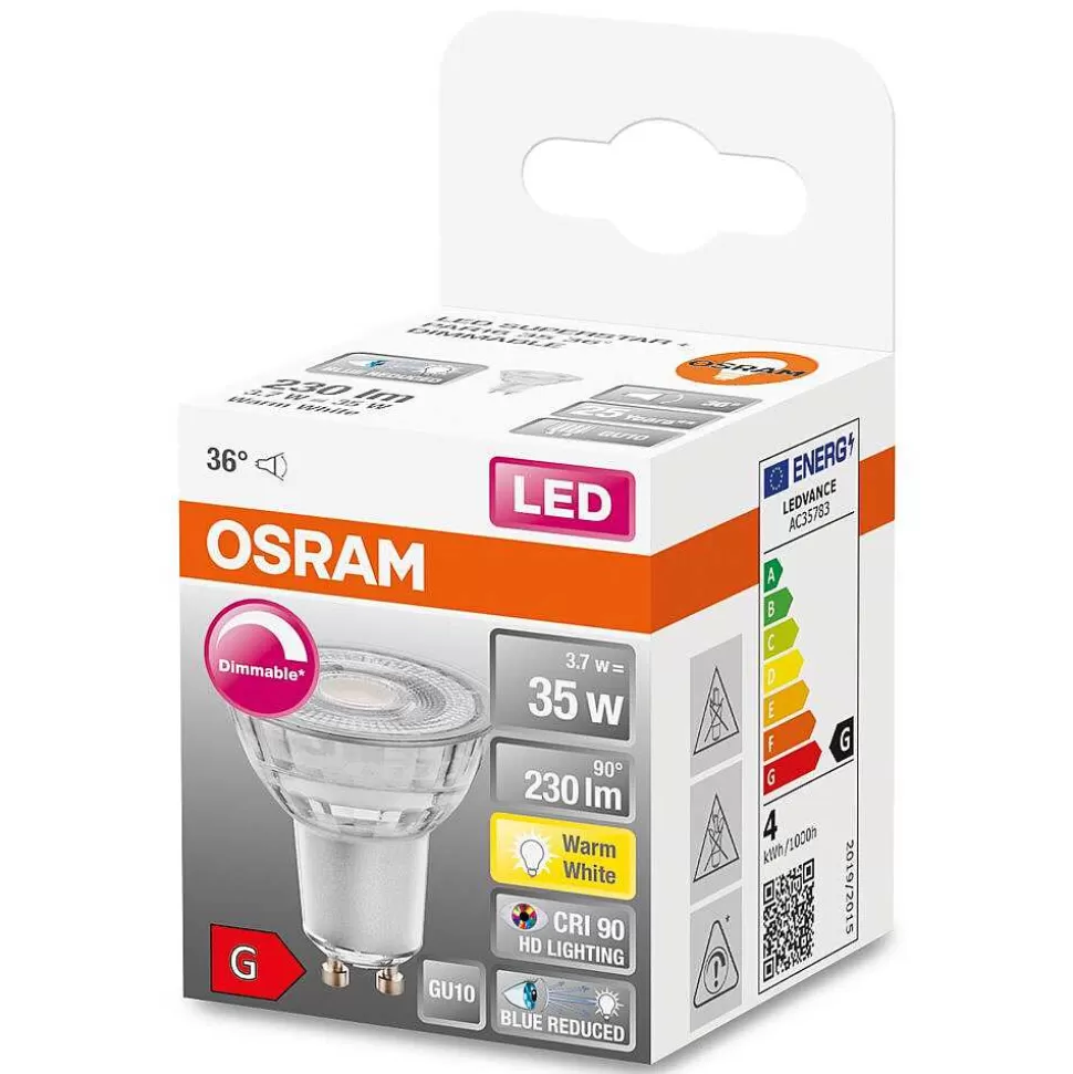 Luminaires Osram Ampoules Gu10>Osram Superstar Plus Led Gu10 3,7 Watt 2700 Kelvin 230 Lumen
