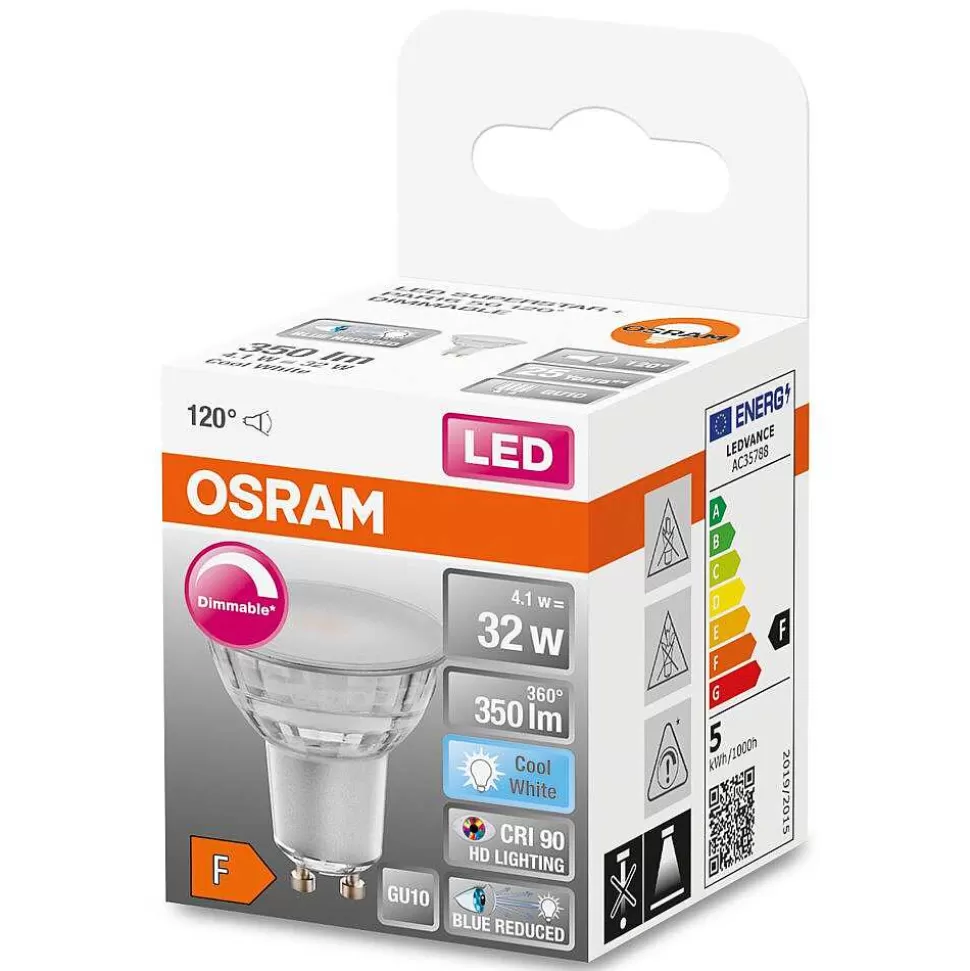 Luminaires Osram Ampoules Gu10>Osram Superstar Plus Led Gu10 4,1 Watt 4000 Kelvin 350 Lumen