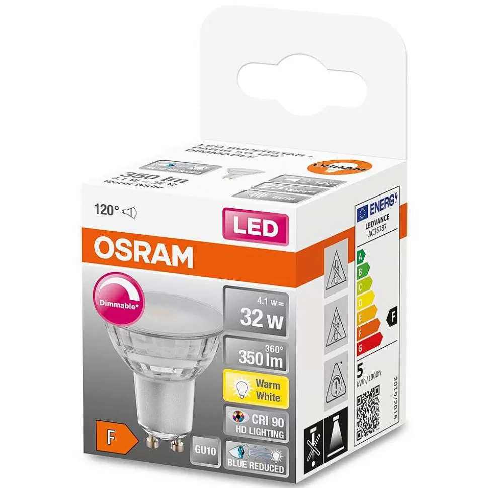 Luminaires Osram Ampoules Gu10>Osram Superstar Plus Led Gu10 4,1 Watt 2700 Kelvin 350 Lumen