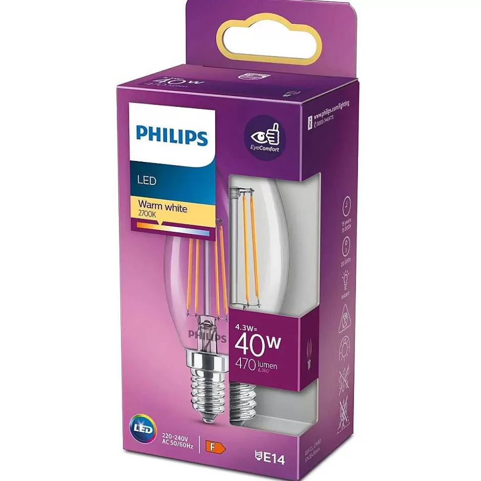 Luminaires Philips Ampoules Filament>Philips Led E14 4 Watt 2700 Kelvin 470 Lumen