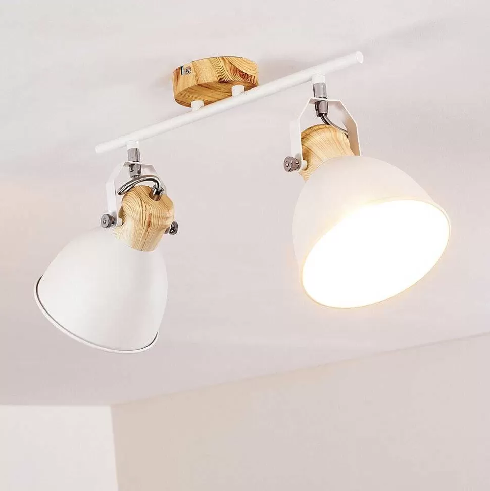 hofstein Luminaires Rustiques>Plafonnier Banjul Bois Clair, Blanc, 2 Lumieres