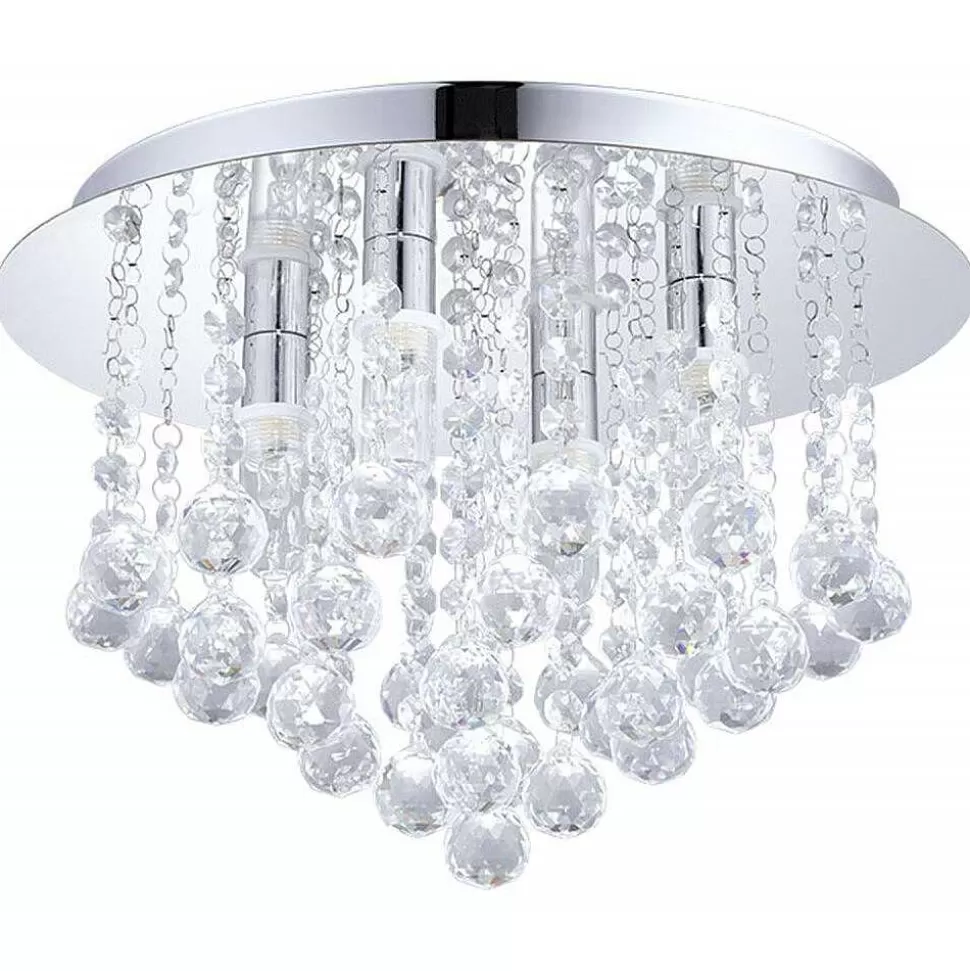Luminaires Eglo Luminaires Antiques>Plafonnier Eglo Almonte Led Chrome, Aspect Cristal, 4 Lumieres