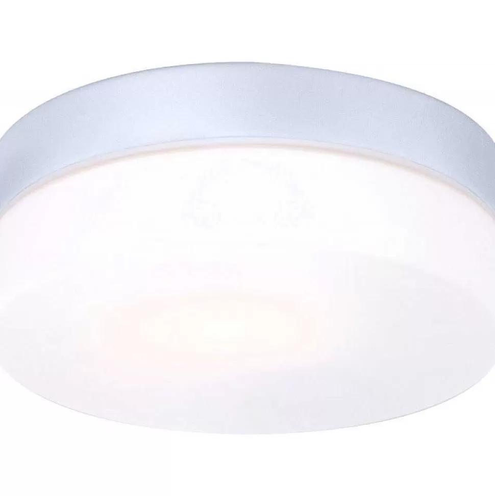 Luminaires Globo Lighting Plafonniers Extérieurs>Plafonnier Globo Vranos Acier Inoxydable, Argente, Blanc, 1 Lumiere