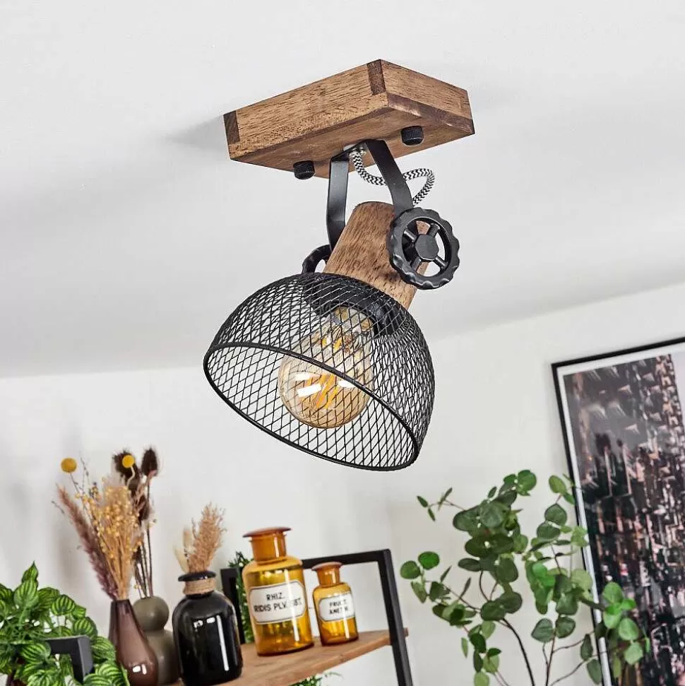 hofstein Lampes Industrielles>Plafonnier Orny Bois Fonce, Noir, 1 Lumiere