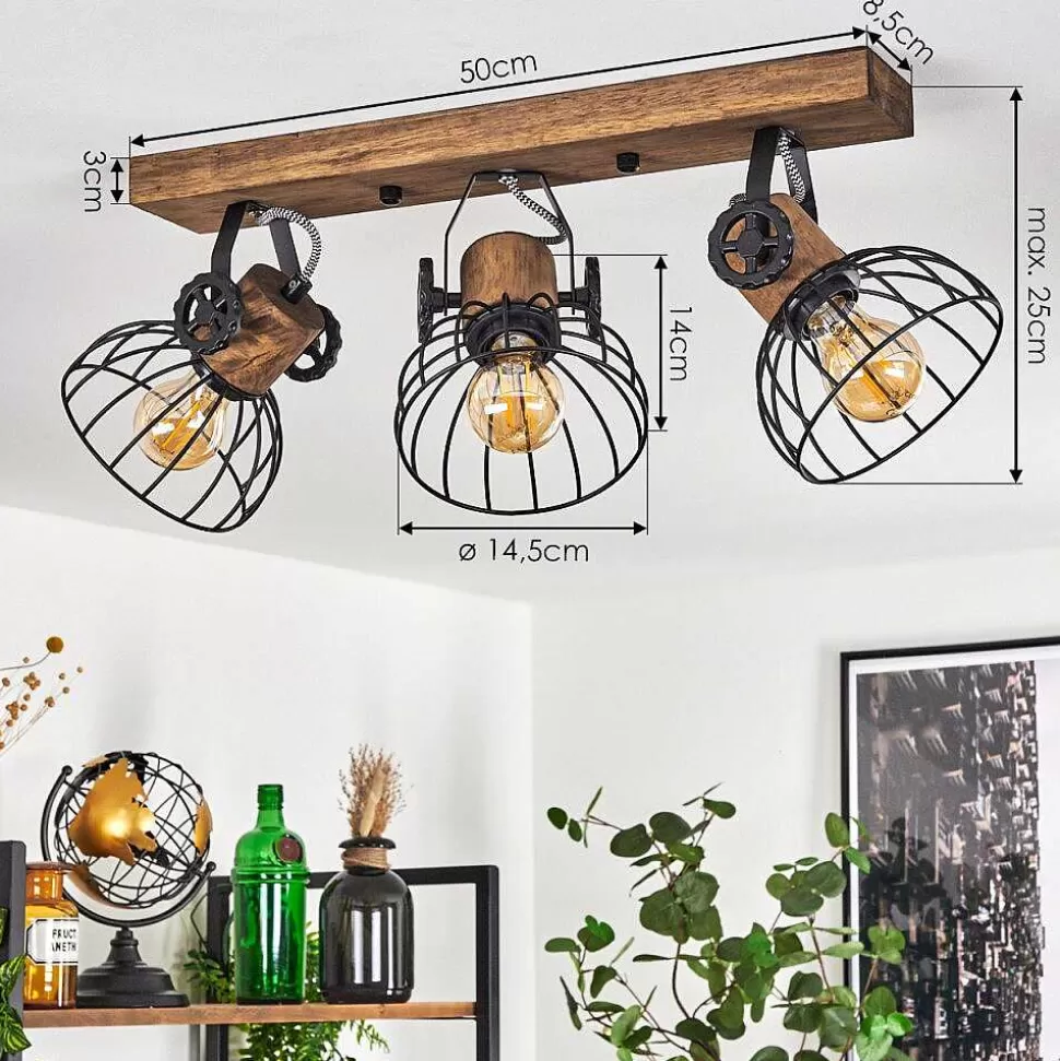 hofstein Lampes Industrielles>Plafonnier Orny Bois Fonce, Noir, 3 Lumieres