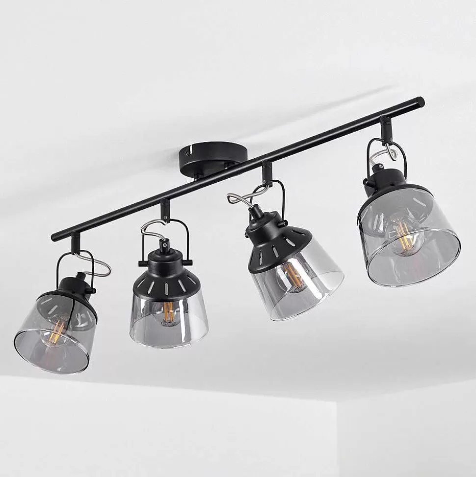 hofstein Lampes En Verre Fume>Plafonnier Safari Noir, 4 Lumieres