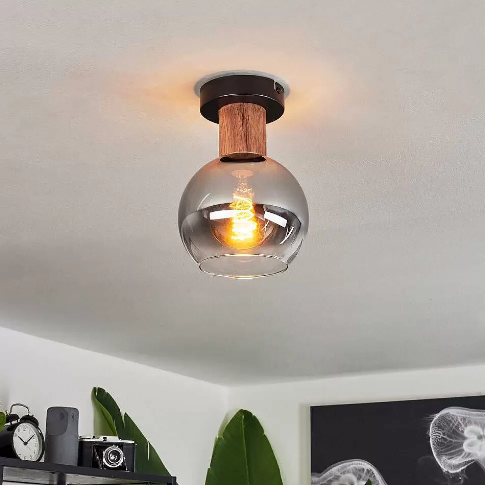 hofstein Lampes À Boules>Plafonnier Vouhet Brun, Couleur Bois, Noir, 1 Lumiere