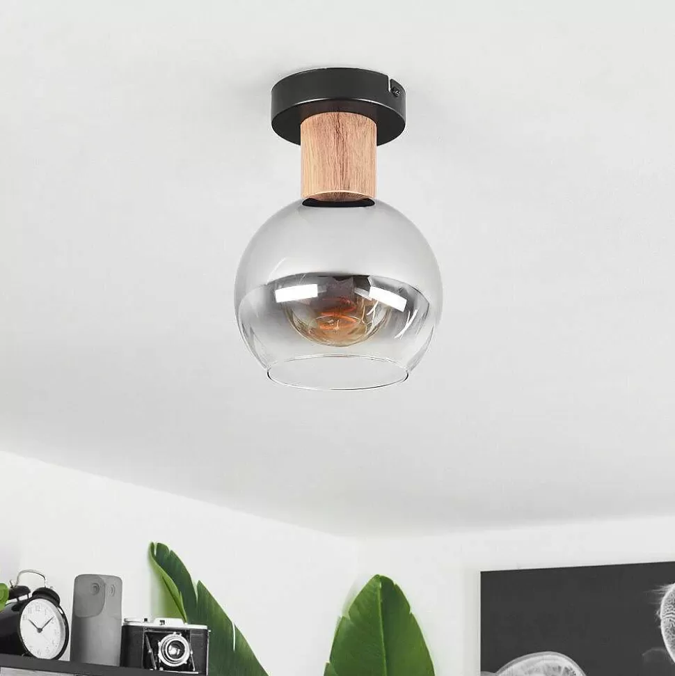 hofstein Lampes À Boules>Plafonnier Vouhet Brun, Couleur Bois, Noir, 1 Lumiere
