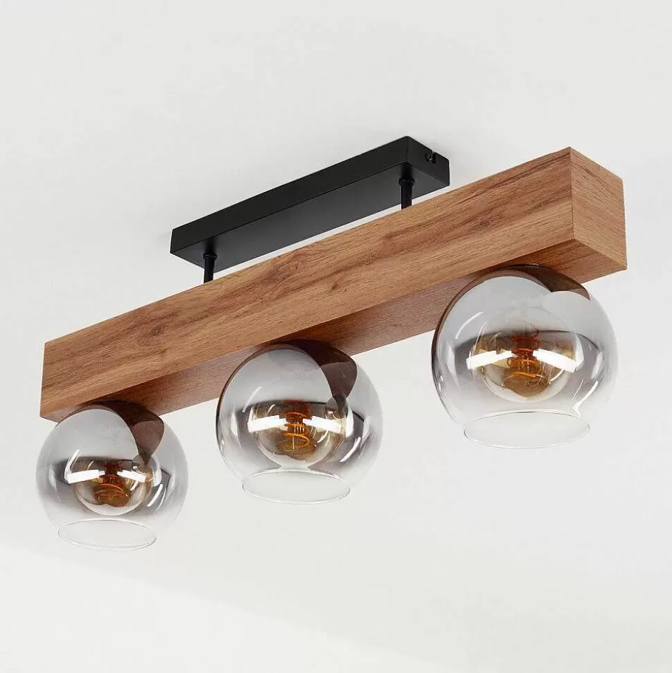 hofstein Lampes À Boules>Plafonnier Vouhet Brun, Couleur Bois, Noir, 3 Lumieres