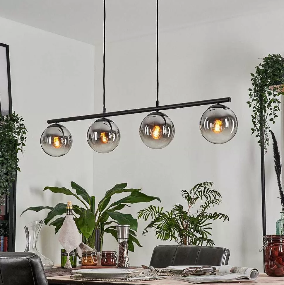 hofstein Lampes À Boules>Suspension - Verre Gastor Chrome, Clair, Fume, 4 Lumieres