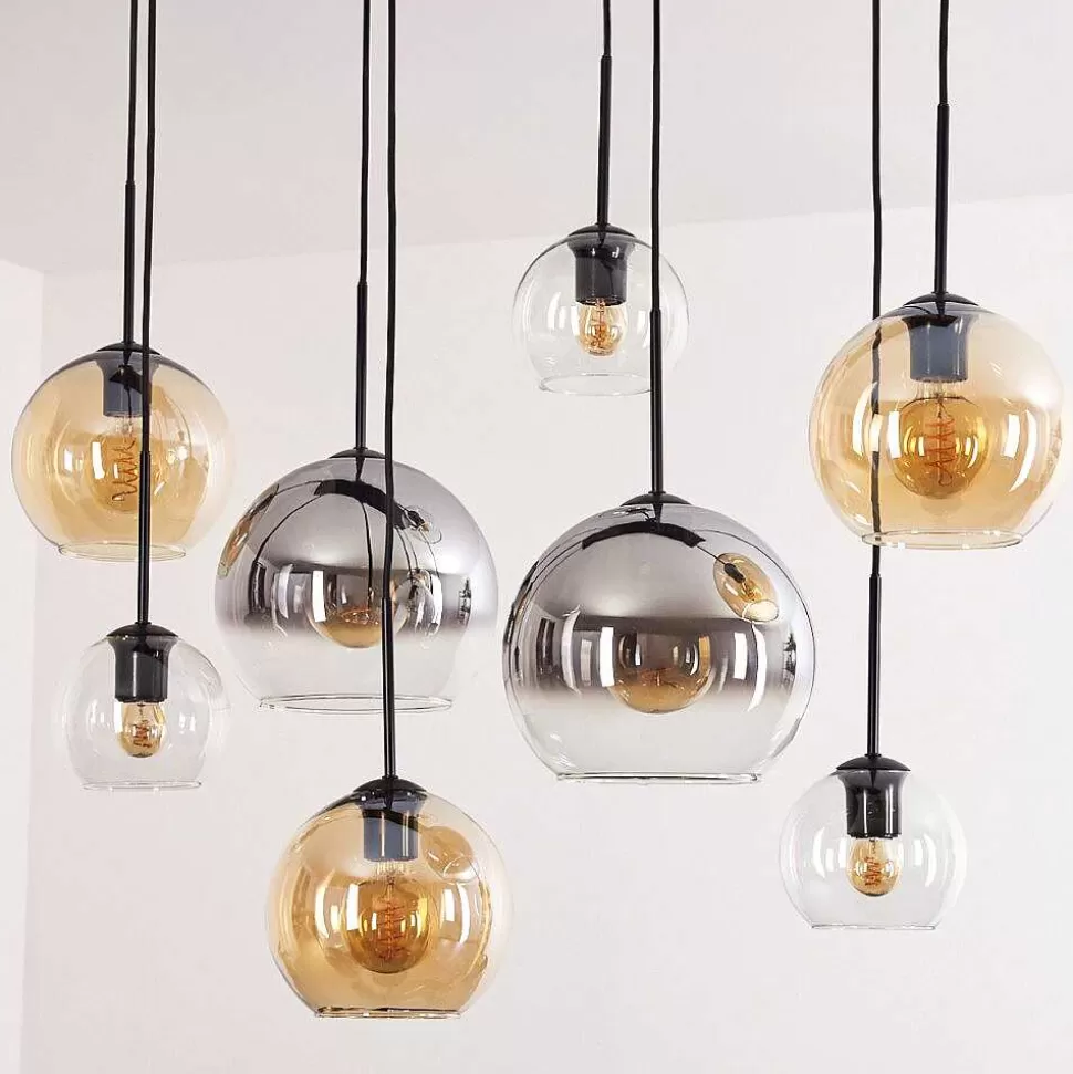 hofstein Lampes À Boules>Suspension - Verre Koyoto Ambre, Clair, Fume, 8 Lumieres