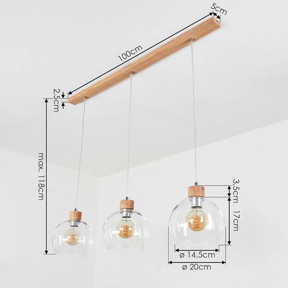 hofstein Lampes À Boules>Suspension Andeer Chrome, Ecru, 3 Lumieres