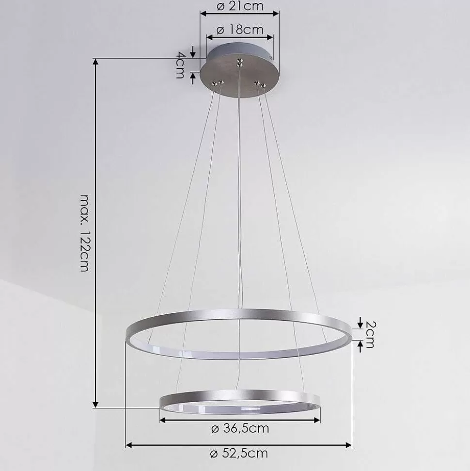 hofstein Suspensions>Suspension Canisteo Led Argente, 2 Lumieres, Telecommandes, Changeur De Couleurs